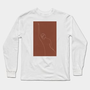 Line Art Woman Body, Earthy Tone Long Sleeve T-Shirt